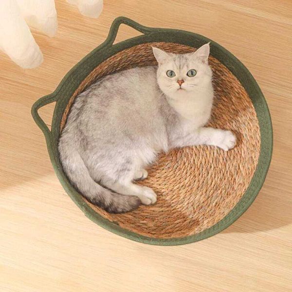 Camas de gato Móveis de gato novo Cama de gato de estimação Circular de vinha de gato de gato de gato verão cesto de gato cesto de algodão Cat Catch Basket Cat Cat Supplies D240508