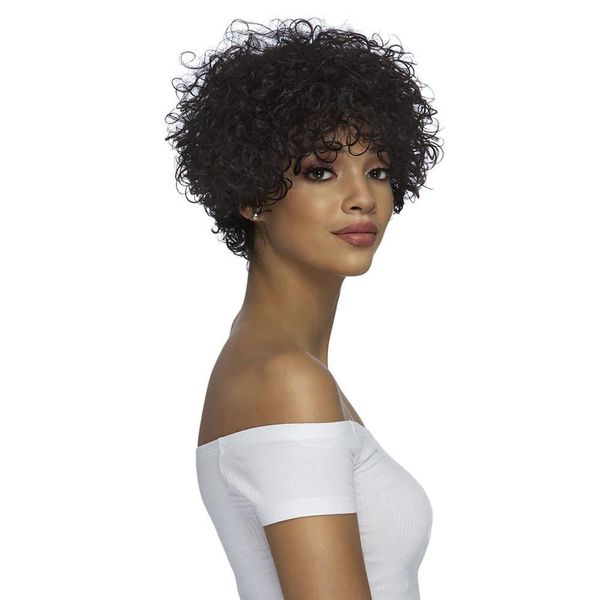 Peruca de cabelo humano curto com franja perucas de bob cacheado para mulheres negras cabelos virgens humanas brasileiras
