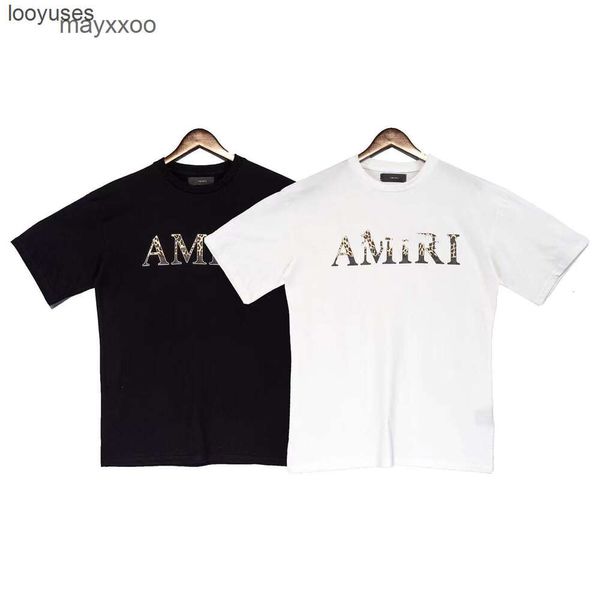 T Sleeve Amiiriis Erkek Gömlek Kısa Tshirt Tasarımcısı 24ss Leopar Lettered Baskılı Çift T-Shirt F 26m0