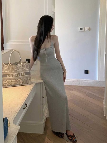 Kadın Uyku Salonu Yaz Kadın Seksi Spagetti Strap Homedress Sırtsız U-boyun uzun gece geceliği elbise Kadın Sıcak Sling Lingerie Nightwear