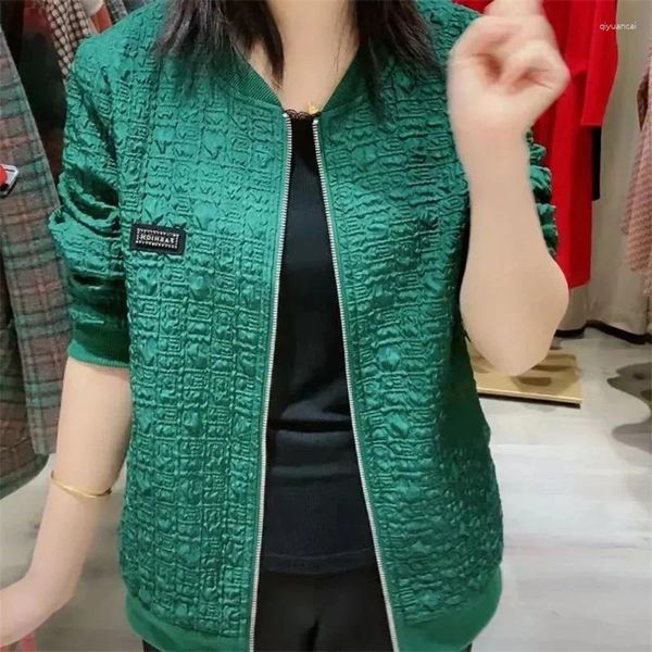 Женские куртки зеленый бейсбольный пиджак весенний осенний пальто 2024 Повседневные вершины излива свободные размеры 3xl самка