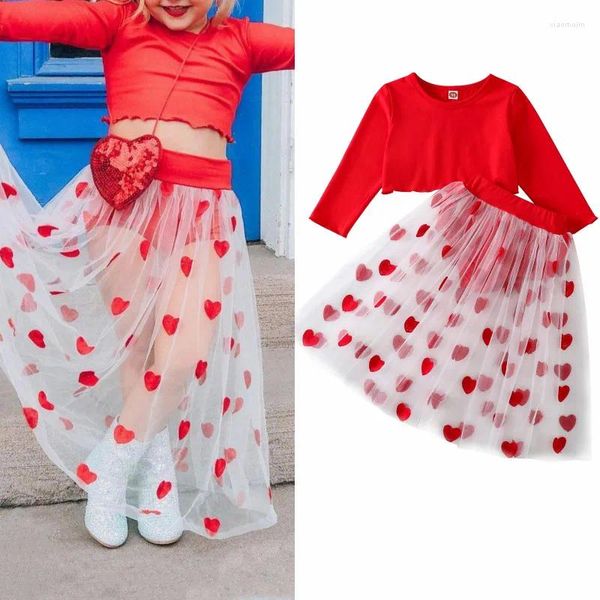 Kleidungssets 1-6y Kinder Mädchen Mädchen Valentinstag Outfits Langarm