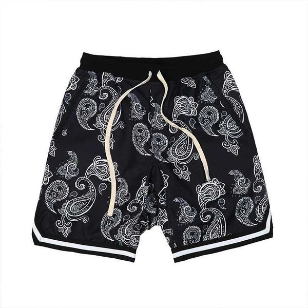 Shorts maschile Dropshipping Paisley Fashion Hip Hop 70s Bandana Digital Stampa digitale Afta High Waist Black Casual Sports Shorts for Men T240507