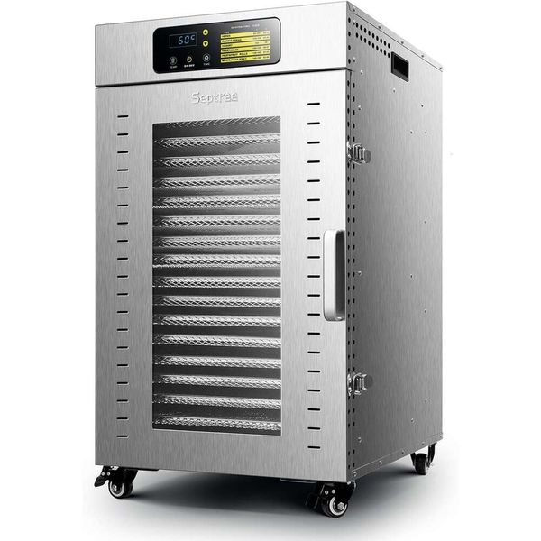 Edelstahl Industrial Food Dehydrator mit 18 Tabletts, 1500 -W -Strom, einstellbarer Timer - Trockenmaschine mit großer Kapazität für Ruckel, Obst, Kräuter und mehr