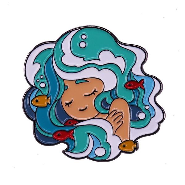 Fantasy Sea Girl und Fischbrosche Pin