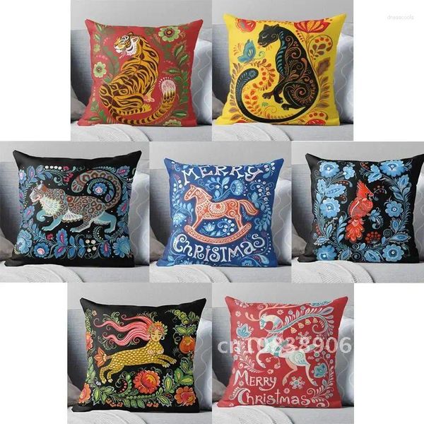 Campa de linho de animais artísticos de travesseiro para sofá -de -sala de desenho animado decoração decorativa de decoração de casa cojins Cojin