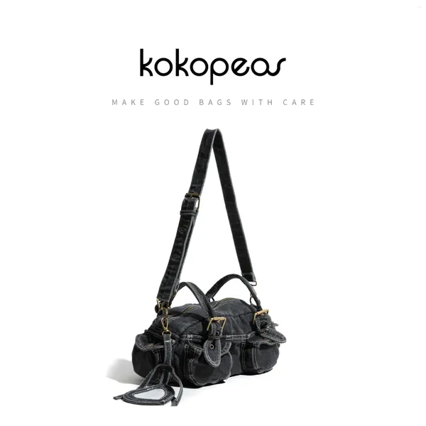 Сумки для плеча Kokopeas Vintage Denim Sling Crossbody Bag Сумка Retro y2k Женщина -шачка кошелек маленькая скала стильная сумочка телефона