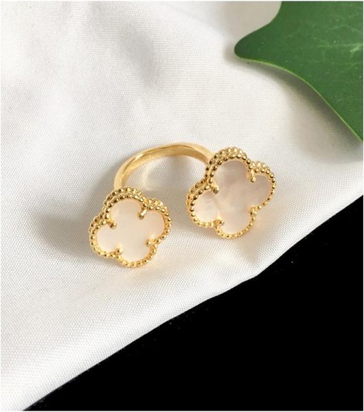 Quatro Clover Folhas Lady Gold Rings for Woman Flower Rings For Women AGate Shell Fashion Jewelry for Women With Boxes Whole1668849