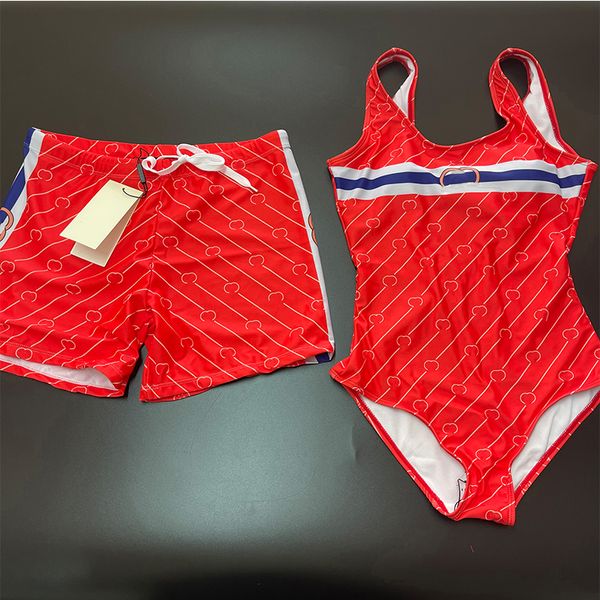 Designer di bikini di lusso da bagno da bagno da bagno nuoto cinghia rossa coppia rossa coppia di pugili da uomo a due pezzi Temperamento sexy tutto