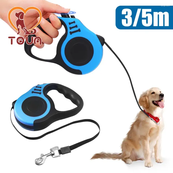 Colarinhos de cachorro Toua 3/5m de coleira de nylon extensão de chumbo de chumbo automático filhote retrátil andando roleta de produtos para cães para cães