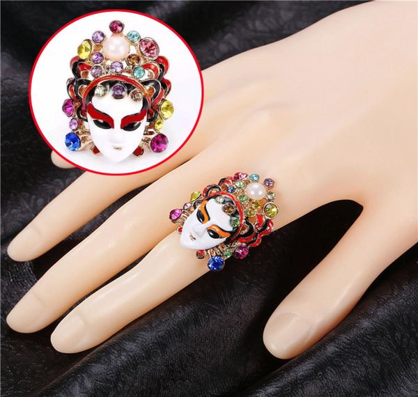 Anéis de maquiagem facial de ópera de estilo chinês Anéis femininos estilos étnicos femininos Ringue de dedo para mulheres Operas Mask Jewels Crafts GUINT9752060