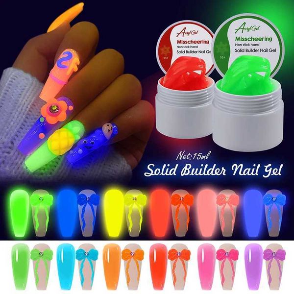 Gel de unha 15ml Gel luminoso brilha na escuridão LED de gravação de polimento de unhas refletivas escuras para ergonomia Q240507