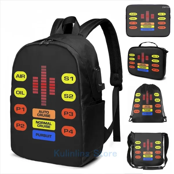 Backpack Funny Graphic Print Kicontrol Painel USB Charge Men Bags Escola Laptop de Viagem para Mulheres Viagem