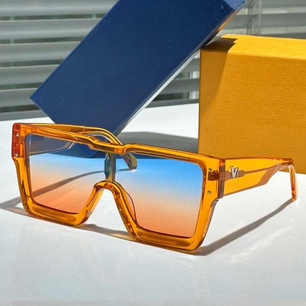 Óculos de sol do ciclone de grife z2415w máscara de máscara de máscara de máscara de sol com armação de acetato laranja lente de gradiente azul contrastante UV400 homens retangulares de óculos de qualidade superior