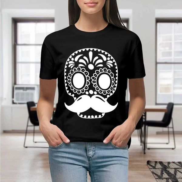 Frauen T-Shirt lustiger Zuckerschädel Calavera Mexicana Tag des Todeshemdes Grafik Hemd Casual Short Slved weiblich T-Shirt Größe S-4xl Y240506