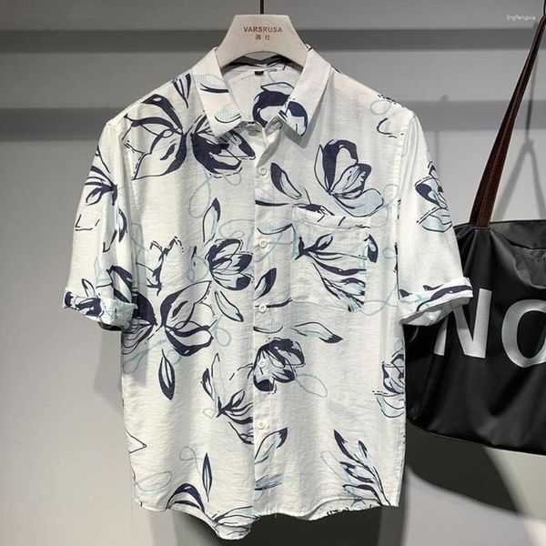 Blouses femininas japonês harajuku moda as camisas de flores masculinas de manga curta larga de manga curta Blusa de chiffon branco tops de hip hop de hip hop