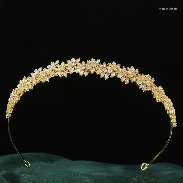 Cabelos clipes zirconia tiara coroa ouro prata colorido de cabeça noiva presente de aniversário zircão de cabeça acessórios de casamento jóias de noiva
