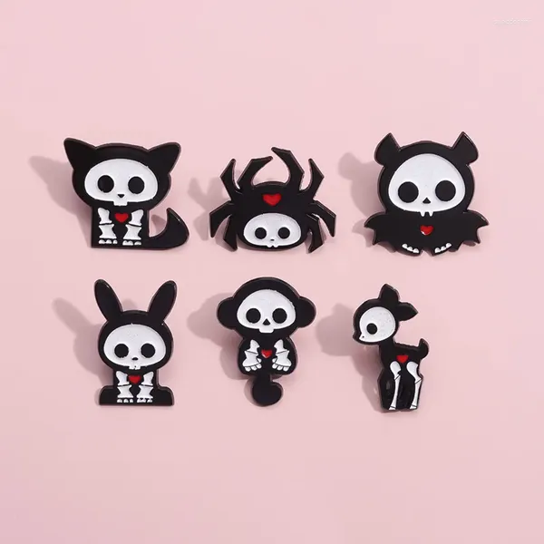 Broches da série de animais góticos personalizados Skull Broche Punk Bat Spider Spider Metal esmalte de emblema de roupas de mochila Decoração