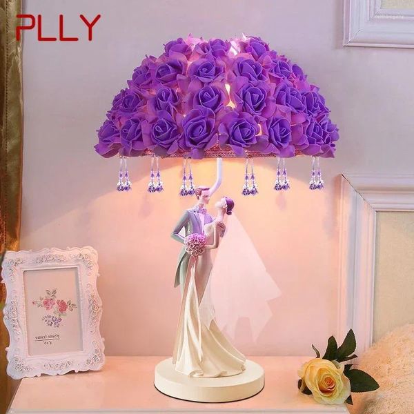 Lâmpadas de mesa Plly Contemporary Wedding Lamp personalizado e criativo Rose Living Room Bedhead Decorativa decorativa