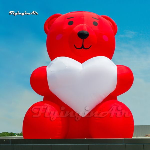 8mh (26 piedi) con soffiatore attraente grande grande pubblicità rossa orso fumetto palloncini di mascotte animali per l'evento di celebrazione dell'anniversario