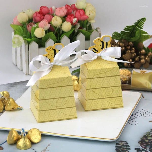 Wrap regalo 10pcs Creative Trapezoidal Bee Paper Candy Box per i regali a tema bumble forniture per le forniture per baby shower decorazione