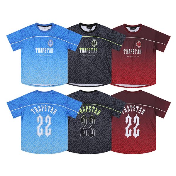 Herren T-Shirts Trapstar Mesh Football Jersey Blau schwarz rot rosa atmungsaktiv und schnell trocknendem Hemd Größe S-XL