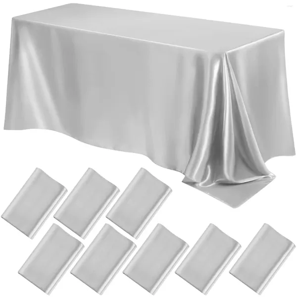 Сторонная ткань серебряная имитация шелк -атлас свадебный твердый цвет прямоугольный банкетный чайная скатерть