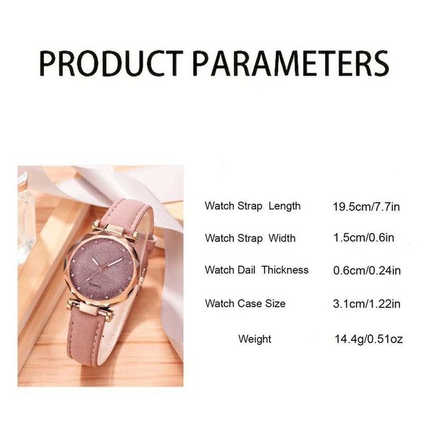 Relógios femininos Mulheres de moda de luxo rosa definem colorido PU Leather Strap Ladies Quartz Wrist Alloy Bracelet for Ladies Gift (sem caixa)