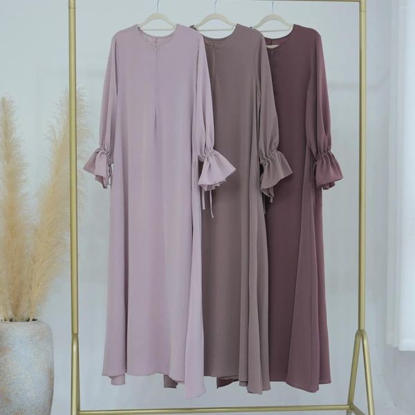 Roupas étnicas sob abaya interno deslize vestido longo longa cor sólida manga de trompete muçulmana feminino casual dubai peru islâmico modesto manto hijab