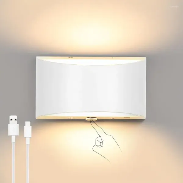 Lampada a muro Lightss Touch Control Control LED SCONCE Luce dimmerabile con batteria da 3000 mAh ricaricabile USB