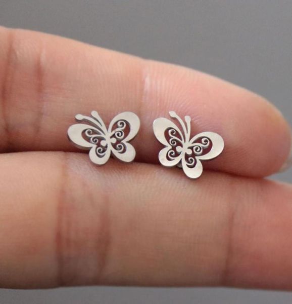 Everfast Novos Brincos coreanos de insetos Borbolefia Brincho de aço inoxidável Presente de jóias de orelha para mulheres T1255302722