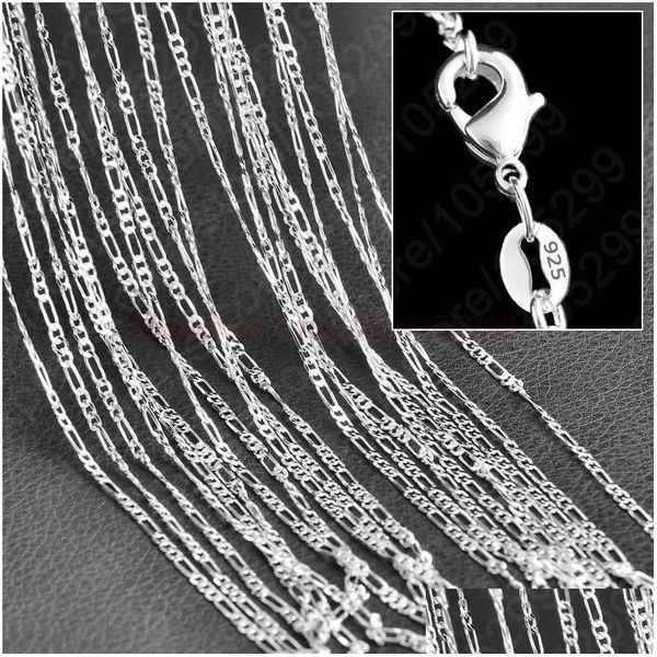 Zincirler 10 adet/lot 2mm Figaro Zinciri 925 Sterling Sier Takı Kolye Ile Tıkıklar Boyutu 16 18 20 22 24 28 30 inç Bırak Dhwoz