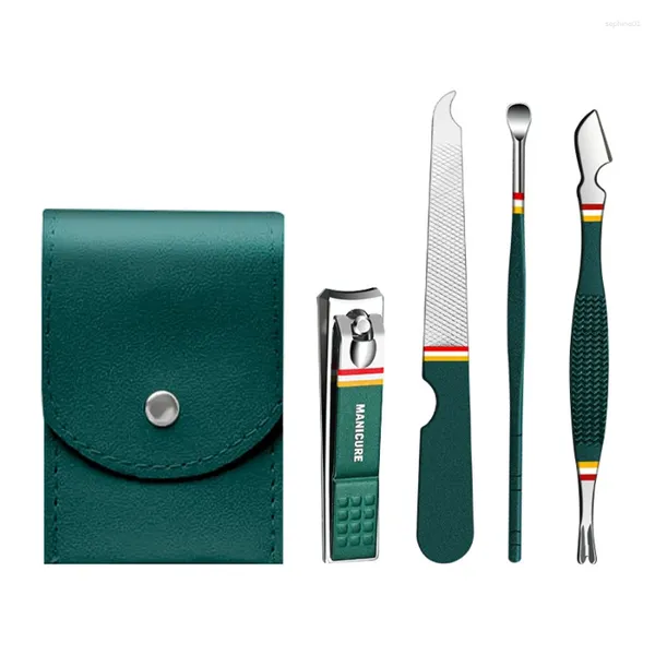 Kit per chiodi per pinze pinze strumenti di clips a 4 pezzi set di manicure coltello a strisce in pelle