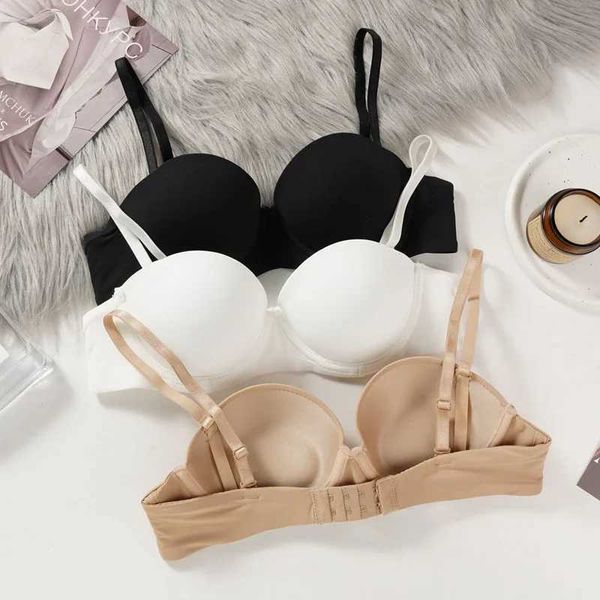 Bras sem costura feminino macio push up sutiã 1/2 xícara de bralette confortável sutiã invisível sem alça simples sexy lutwearl2405