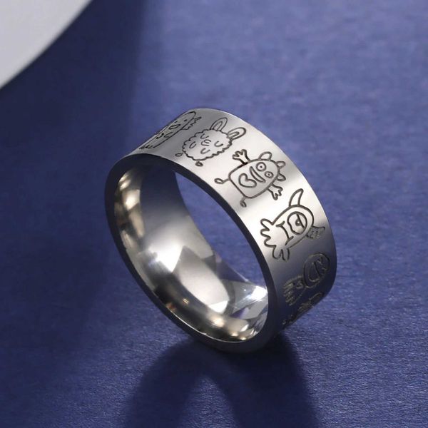 Anéis de casamento Skyrim Fantasmas fofos fofos Gravados para homens Mulheres aço inoxidável cor de ouro 8mm de jóias de moda de dedos largo