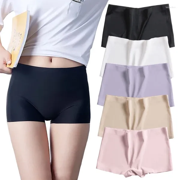 Frauen Höschen Frauen Sicherheitsshorts nahtloser Eis Silk ohne Curling Boxer Slips hohe Stretchablimmungsformung Unterwäsche unter Rock