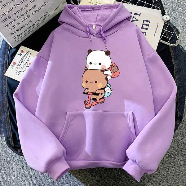 Herren Hoodies Sweatshirts Frauen Kawaii Panda Bear Bubu und Dudu Hoodie süßes Paar machen Sport Sweatshirt Girls Taschenkleidung Männer Lange Slve T240507