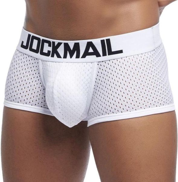 JockMail Novo Men Sexy Apreselador Boxer de Mesh respirável boxershorts homens masculinos Cueca gay pênis bolsa calcinha mensal troncos5365461