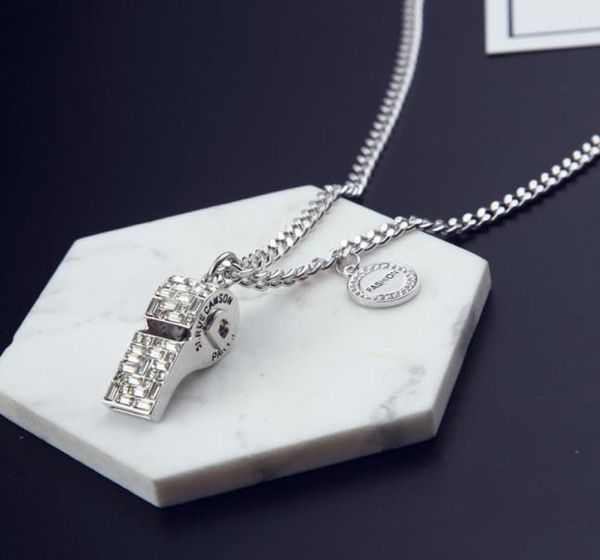 Neue Trend Koreanische Diamantpfeife Anhänger Pullover Kette Whistle Halskette weibliche Schmucktemperament Mode Schmuck Langes Halskette3279832