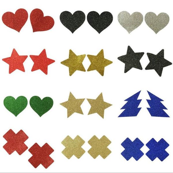 Multi Designs Glitter Sexy Star Heart Cross Segurança e Proteção Ambiental Tampa o mamilo