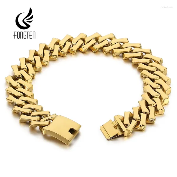 Correntes Fongten 20/32mm Colar de meio -fio para homens homens 316L Aço inoxidável Pesado Chain Chaker cuba de jóias brilhantes masculinas