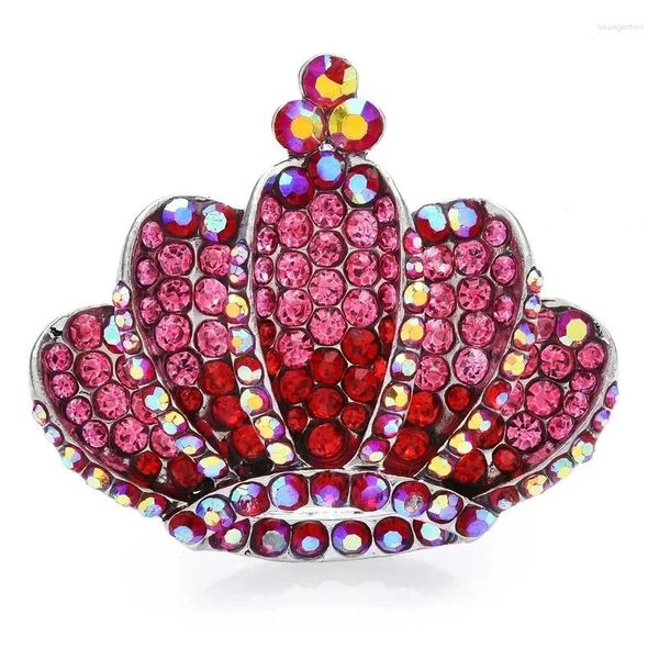 Broschen rosa Sparking Strasskrone für Frauen exquisite Schmuck Corsage Unisex Männer Badge Brosche Pin Geschenke Partyzubehör