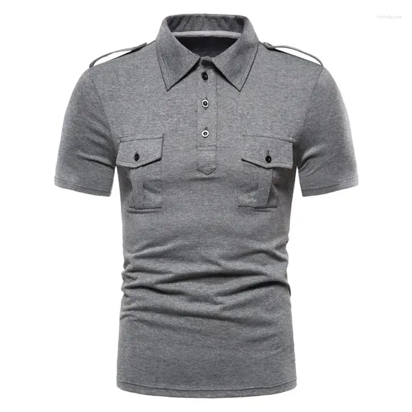 Polos masculinos de mangas curtas de mangas curtas camisa de polo de pulôver casual, personalidade de moda solta e versátil