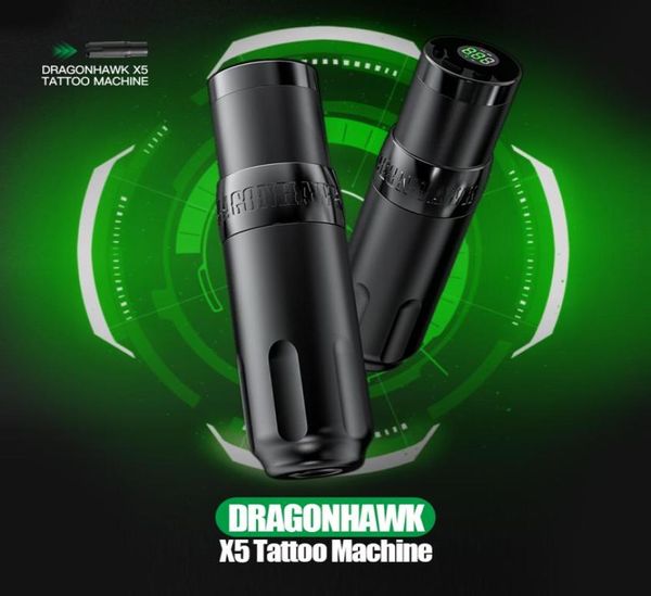 Dragonhawk X5 Máquina de tatuagem sem fio 40mm Motor sem escova de pincel LCD Bateria recarregável caneta WQP0272025922