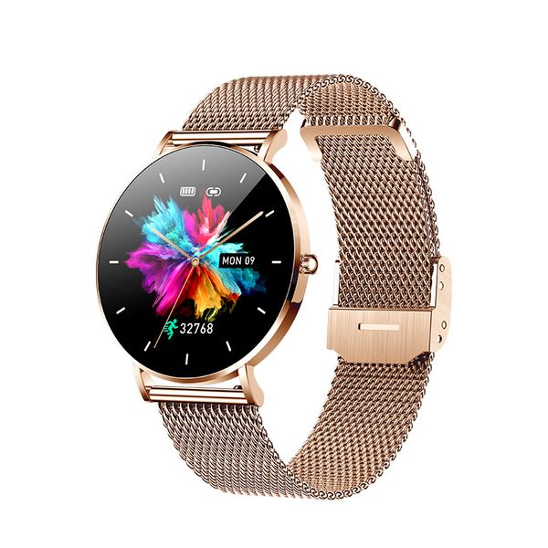 2024 Nova chegada Ultrathin Lady Fashion Smart Watch Mujer T8 com suporte de tela AMOLED de 1,3 polegada 50 Idiomas Smartwatch à prova d'água para mulher