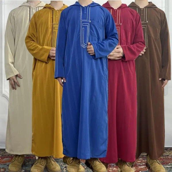 ABBIGLIAMENTO ETNICI MEDIO Oriente uomo abito abito con cappuccio Ramadan eid jubba thobe musulmano islamico casual kaftan piatto tradizionale