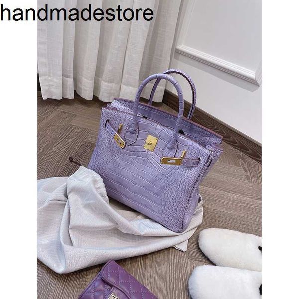 2024 Platinum Handbag Bychance Early Spring Head strato in caprana fragrante taro viola sacca mobile coccodrillo a spalla a traversa a traversa a mano vera pelle fatta a mano