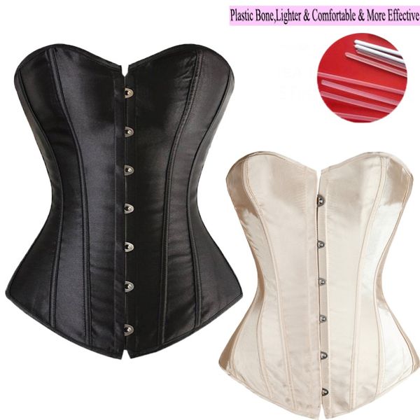 Boa qualidade 6 cores Lady Sexy Lace Up BONED Overbust Waist Training Corset Bustier Top Ciist Treinador Cincher Body Shaper S-6xl 262V