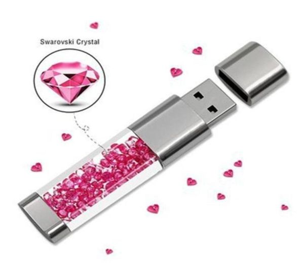Fashion Diamond Crystal USB Flash Drive Metal Pen Drive Bulk 4G 8G 16G 32 GB Memory Stick U Disk Pendrive Gift 64 GB Driv82031625760