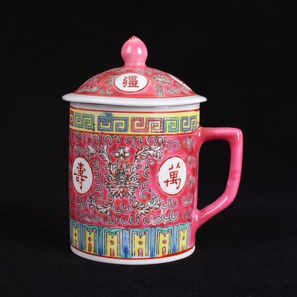 Cup de chá tradicional chinês jingdezhen com tampa de porcelana de cerâmica caneca de caneca de caneca 300ml T200506 325L